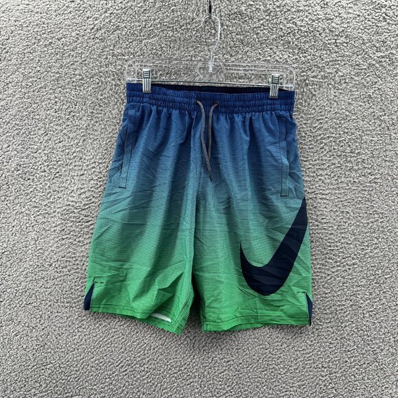 Nike Swim Trunks Mens Small Lined Blue Green Beach Pool Summer